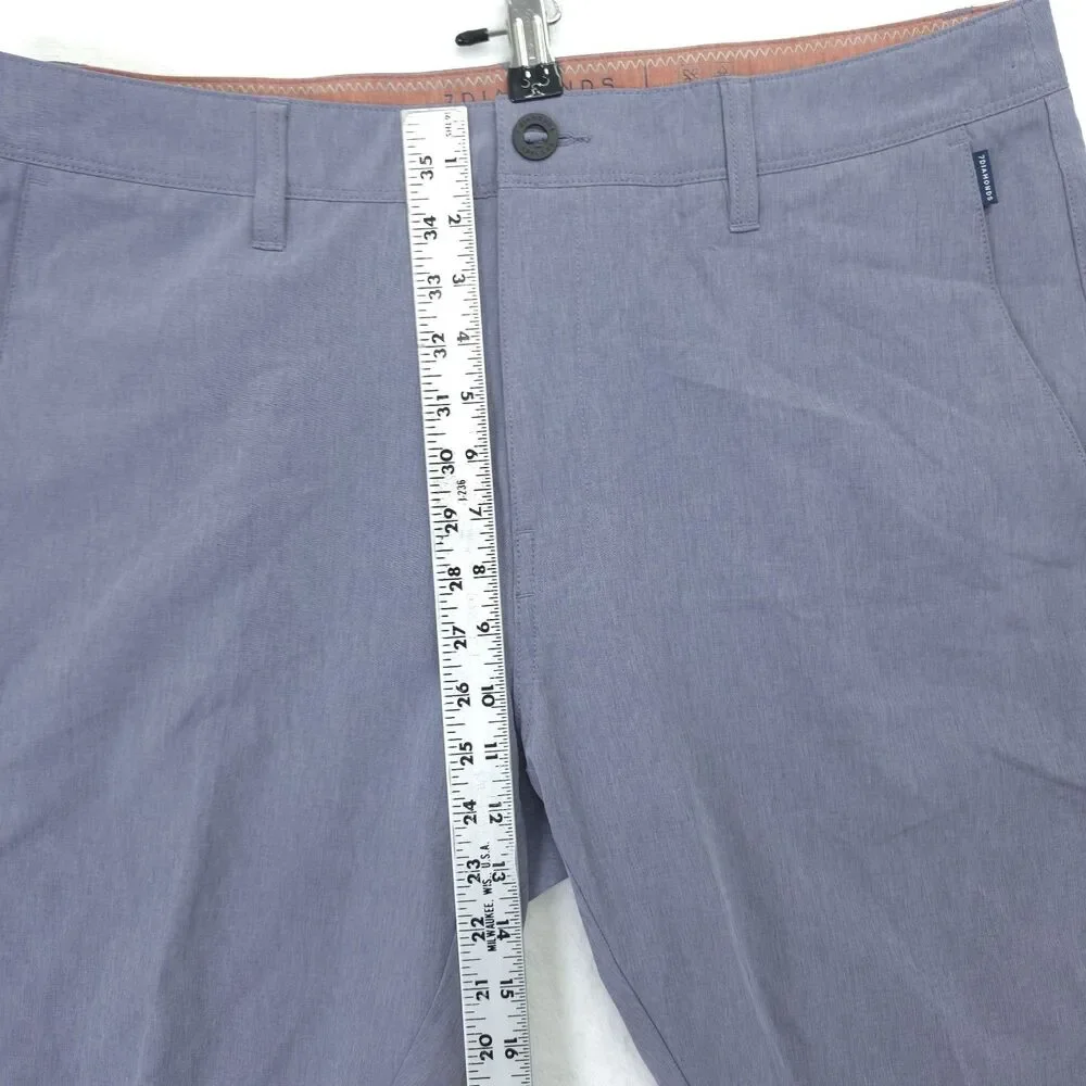 7Diamonds Aeroplane Performance Shorts Blue Mens Size 35 Flat Front